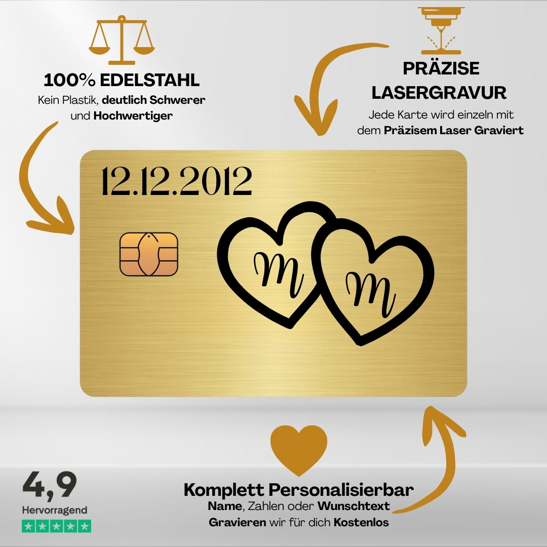 Doppel Herz mit X & Y + Datum